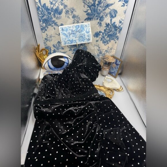🆕 SELF-PORTRAIT 🧿 NWOT Velvet Diamante One Shoulder Mini Dress, Sz UK 12 US 8 - Picture 2 of 16